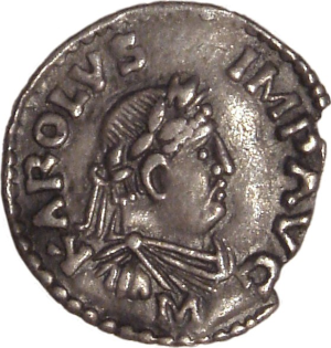 Denier imprial en argent de Charlemagne